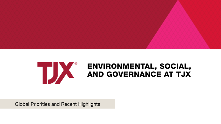 Environmental, Social, and Governance (ESG) at TJX - Global Priorities and Highlights